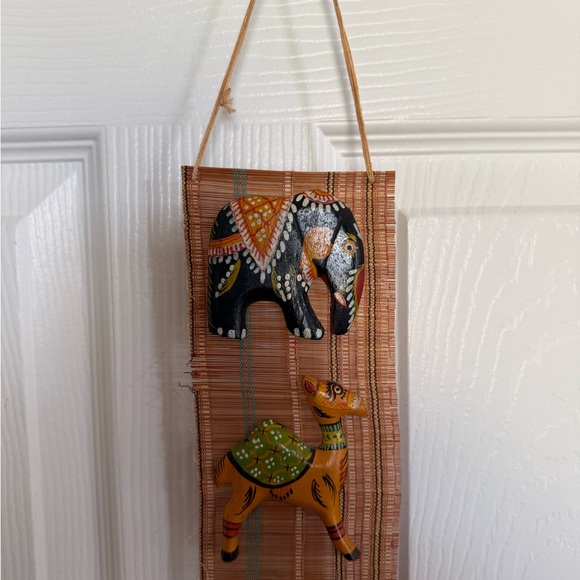 Vintage Hand Carved Animal Wall Hanging Boho Folk Art India 43” Decor Wood - Picture 2 of 6